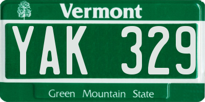 VT license plate YAK329