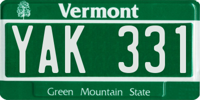 VT license plate YAK331
