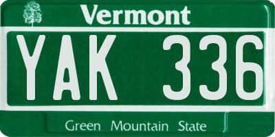 VT license plate YAK336
