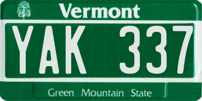 VT license plate YAK337