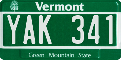 VT license plate YAK341