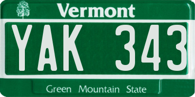 VT license plate YAK343