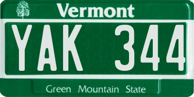 VT license plate YAK344
