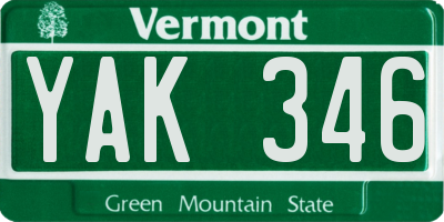VT license plate YAK346