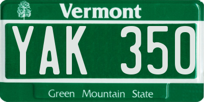 VT license plate YAK350