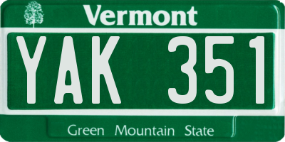 VT license plate YAK351