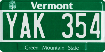 VT license plate YAK354