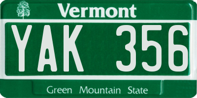 VT license plate YAK356
