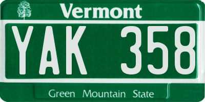 VT license plate YAK358