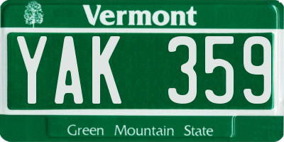 VT license plate YAK359