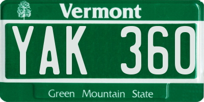 VT license plate YAK360