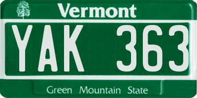 VT license plate YAK363