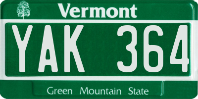 VT license plate YAK364