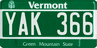 VT license plate YAK366