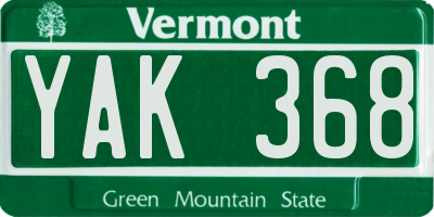 VT license plate YAK368