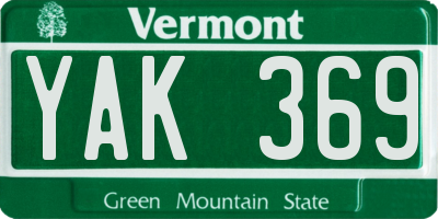 VT license plate YAK369