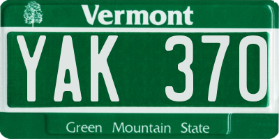 VT license plate YAK370