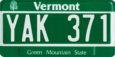 VT license plate YAK371