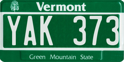VT license plate YAK373