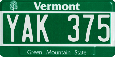 VT license plate YAK375