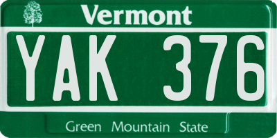 VT license plate YAK376