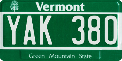 VT license plate YAK380