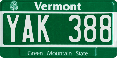 VT license plate YAK388