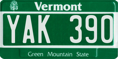 VT license plate YAK390