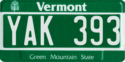 VT license plate YAK393
