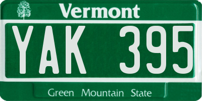 VT license plate YAK395