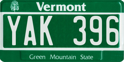 VT license plate YAK396