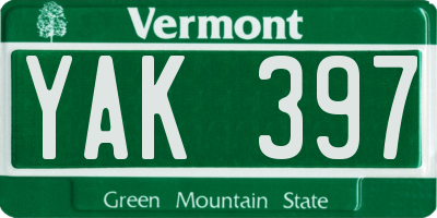 VT license plate YAK397
