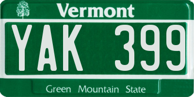 VT license plate YAK399