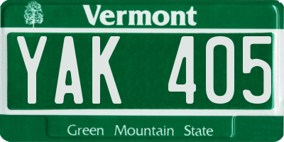 VT license plate YAK405
