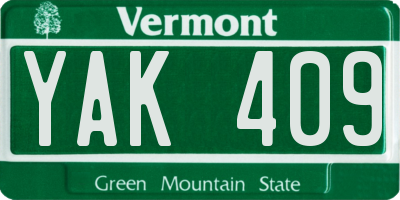 VT license plate YAK409