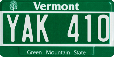 VT license plate YAK410
