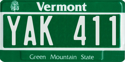 VT license plate YAK411