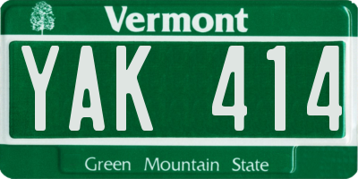 VT license plate YAK414