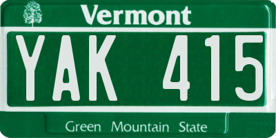 VT license plate YAK415