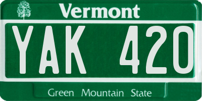 VT license plate YAK420