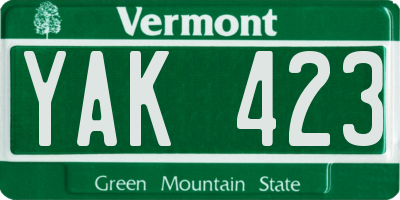 VT license plate YAK423