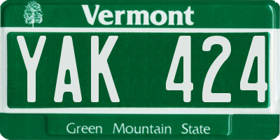 VT license plate YAK424