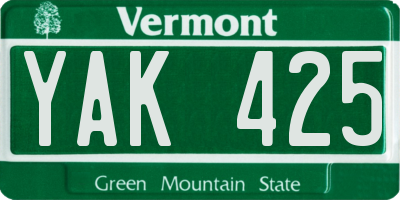 VT license plate YAK425