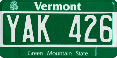VT license plate YAK426