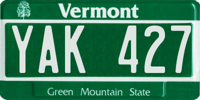 VT license plate YAK427
