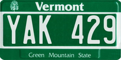 VT license plate YAK429