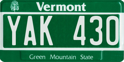VT license plate YAK430