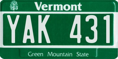 VT license plate YAK431
