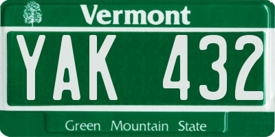 VT license plate YAK432