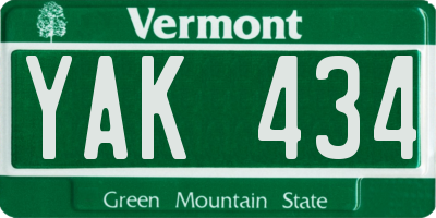 VT license plate YAK434